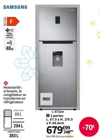 Conforama Samsung réf. 2 portes rt38k5930sl offre