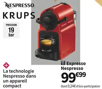 Conforama Krups expresso portionnée nespresso krups yy1531fd offre