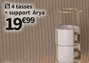Conforama 4 tasses + support arya offre