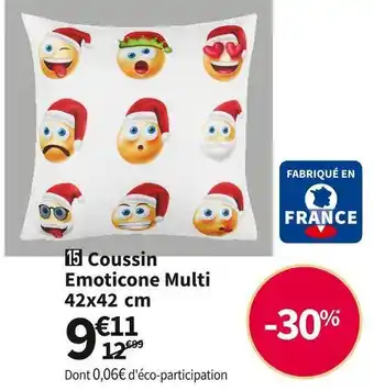 Conforama Coussin emoticone multi 42x42 cm offre