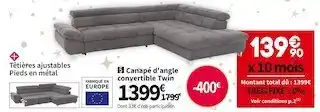 Canapé d'angle convertible twin
