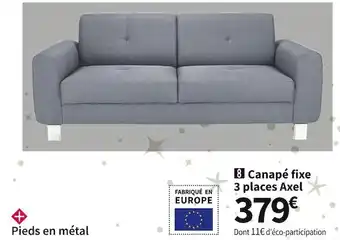 Conforama Canapé fixe 3 places axel offre