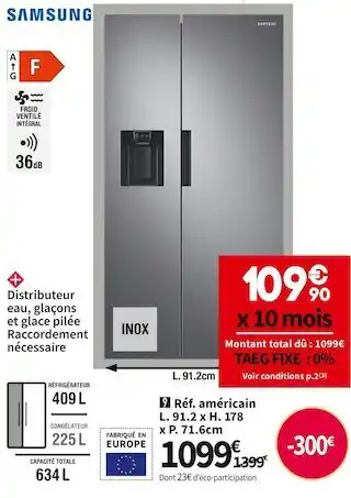 Conforama Réf. américain samsung rs6ja8810s9 offre