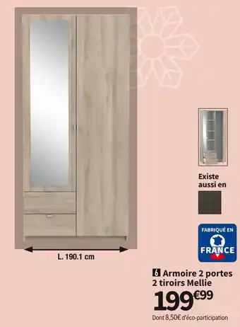 Conforama Armoire 2 portes 2 tiroirs mellie offre