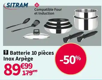 Conforama Sitram batterie 10 pièces inox arpege offre