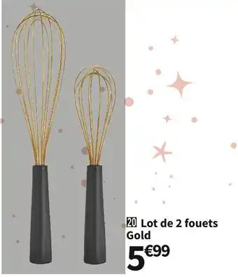 Conforama Lot de 2 fouets gold offre