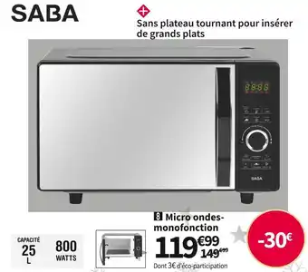 Conforama Saba micro ondes-monofonction mo25wt offre