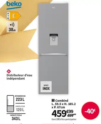 Conforama Beko réf. combiné crcsa366k40dxbn offre