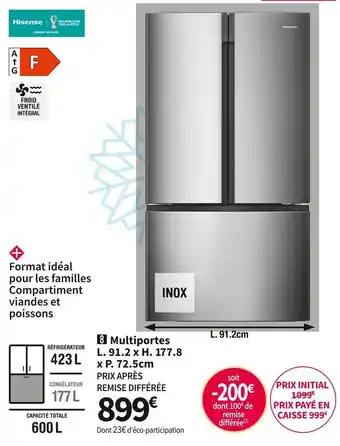 Conforama Hisense réf. multiportes fmn551asf offre