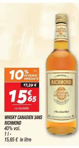 Netto Whisky canadien 3ans richmond offre