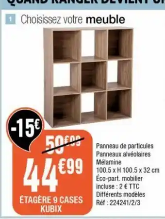 La Foir'Fouille Étagères 9 cases kubix offre