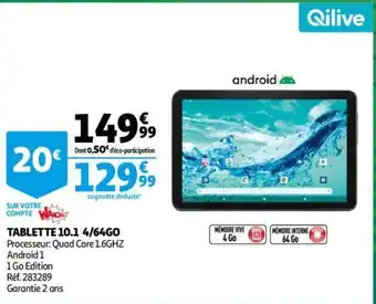 Auchan Tablette 10.1 4/64GO offre