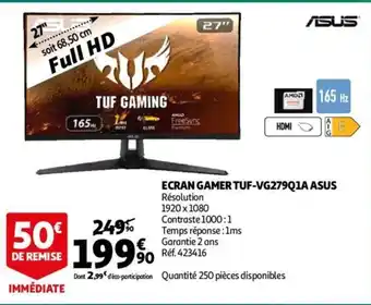 Auchan Ecran Gamer TUF-VG279Q1A Asus offre