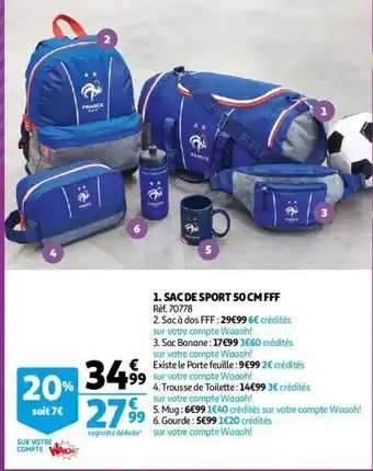 Auchan Sac de Sport 50 cm FFF offre