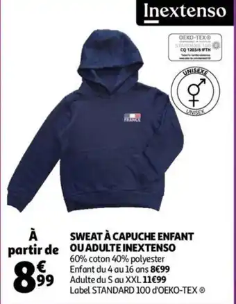 Auchan Sweat a Capuche Enfant Ou Adulte Inextenso offre