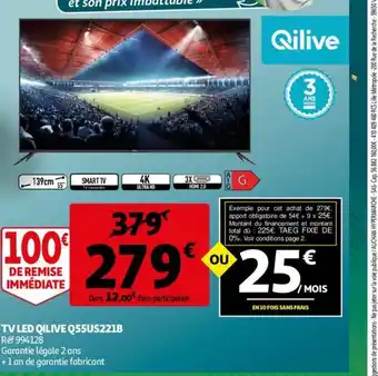 Auchan Tv Led Qilive Q55US221B offre