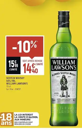 Spar Scotch Whisky 40%vol William Lawson's offre