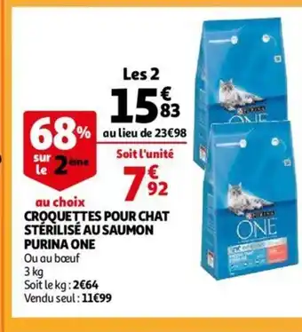 Auchan Croquettes Pour Chat Sterilise Au Saumon Purina One offre