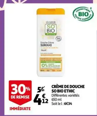Auchan Creme de Douche So Bio Ethic offre