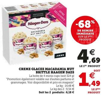 Super U CREME GLACEE MACADAMIA NUT BRITTLE offre