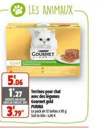 Terrines pour chat avec des légumes gourmet gold purina