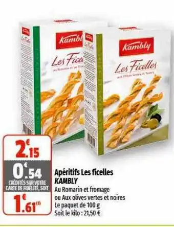 Apéritifs les ficelles kambly