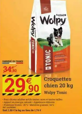 Espace emeraude Croquettes Chien 20 Kg Wollpy Tonic offre