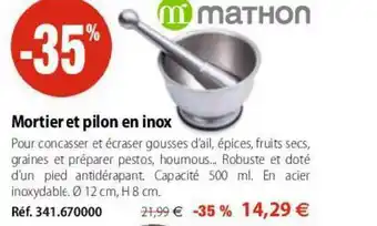 Mathon Mortier Et Pilon En Inox offre
