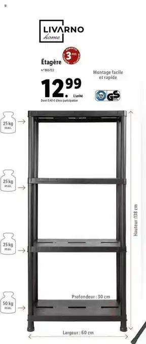 Lidl étagère Livarno offre