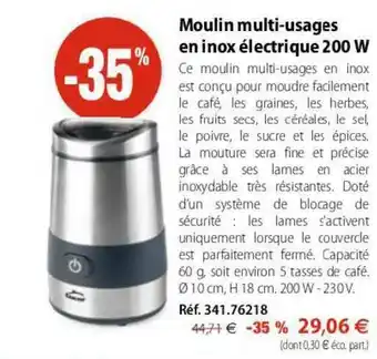 Mathon Moulin Multi-usages En Inox électrique 200 W offre