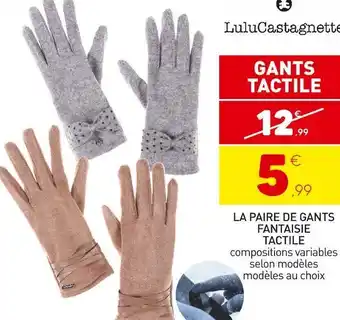 Stokomani Lulucastagnette la paire de gants fantaisie tactile offre