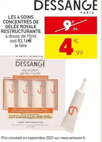 Dessange les 4 soins concentrés de gelée royale restructurante