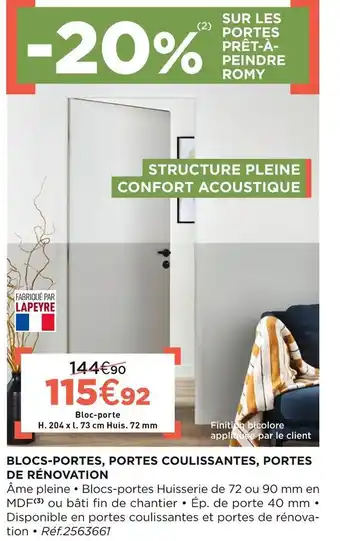 Lapeyre Blocs-portes, portes coulissantes, portes de rénovation offre