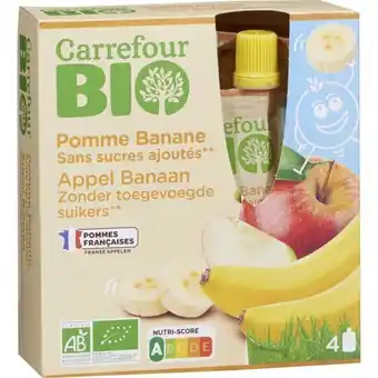 Carrefour Carrefour bio compote pomme banane s/sucres ajoutés offre