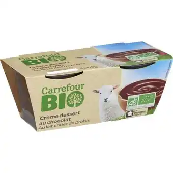 Carrefour bio crème dessert au chocolat lait entier de brebis bio
