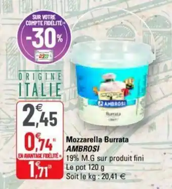 G20 Mozzarella Buffata offre