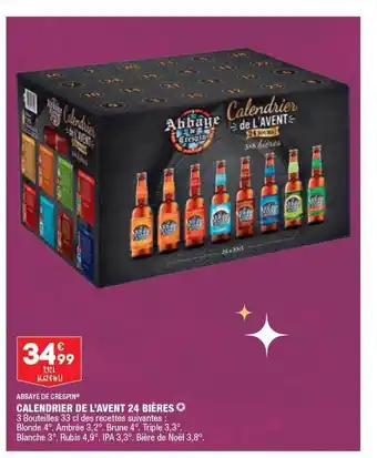 Calendrier de l'avent 24 bières abbaye de crespin