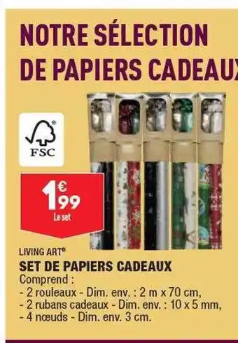 ALDI Set de papiers cadeaux living art offre