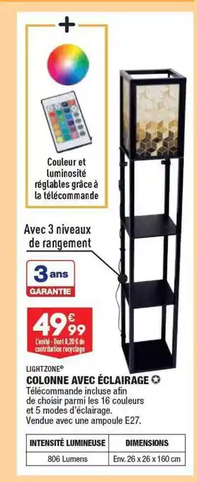ALDI Colonne avec écairage light zone offre