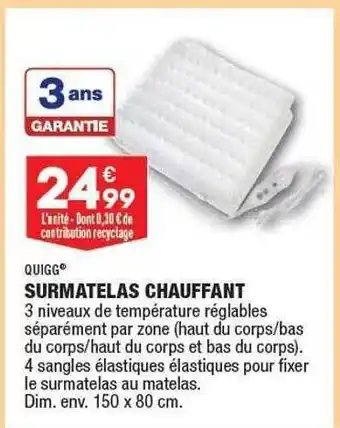 ALDI Surmatelas chauffant quigg offre