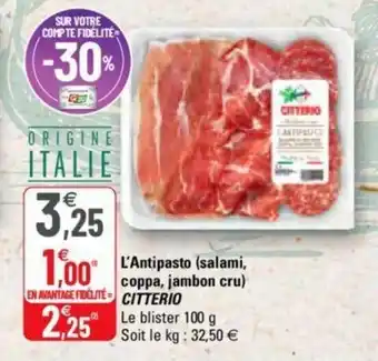 G20 L'Antipasto (salami,coppa,jambon cru) offre