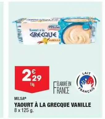 ALDI Yaourt à la grecque vanille milsa offre