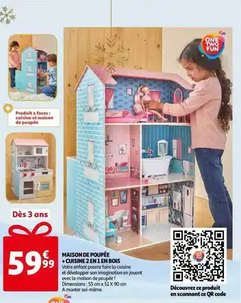 Auchan Maison de poupée + cuisine 2 en 1 en bois offre
