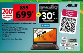 Auchan Portable gamer a15-tuf506lhb-hn378w asus offre