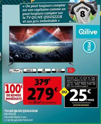 Auchan Tv led qilive q55us221b offre