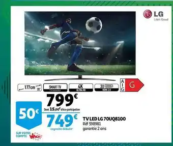Auchan Tv led lg 70uq8100 offre
