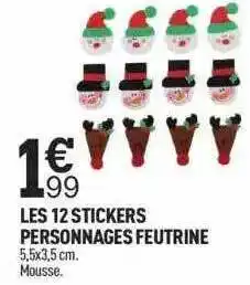 Centrakor Les 12 stickers personnages feutrine offre