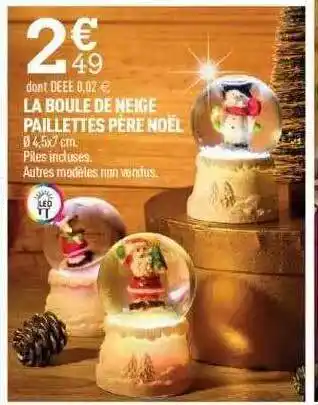 Centrakor La boule de neige paillettes père noël offre