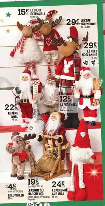 Centrakor Le sujet extensible, le cerf extensible, le père noël animé, le père noël, le père noël, le lutin led, le renne qui marche le offre