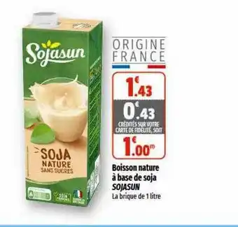 Coccinelle Express Boisson nature à base de soja sojasun offre